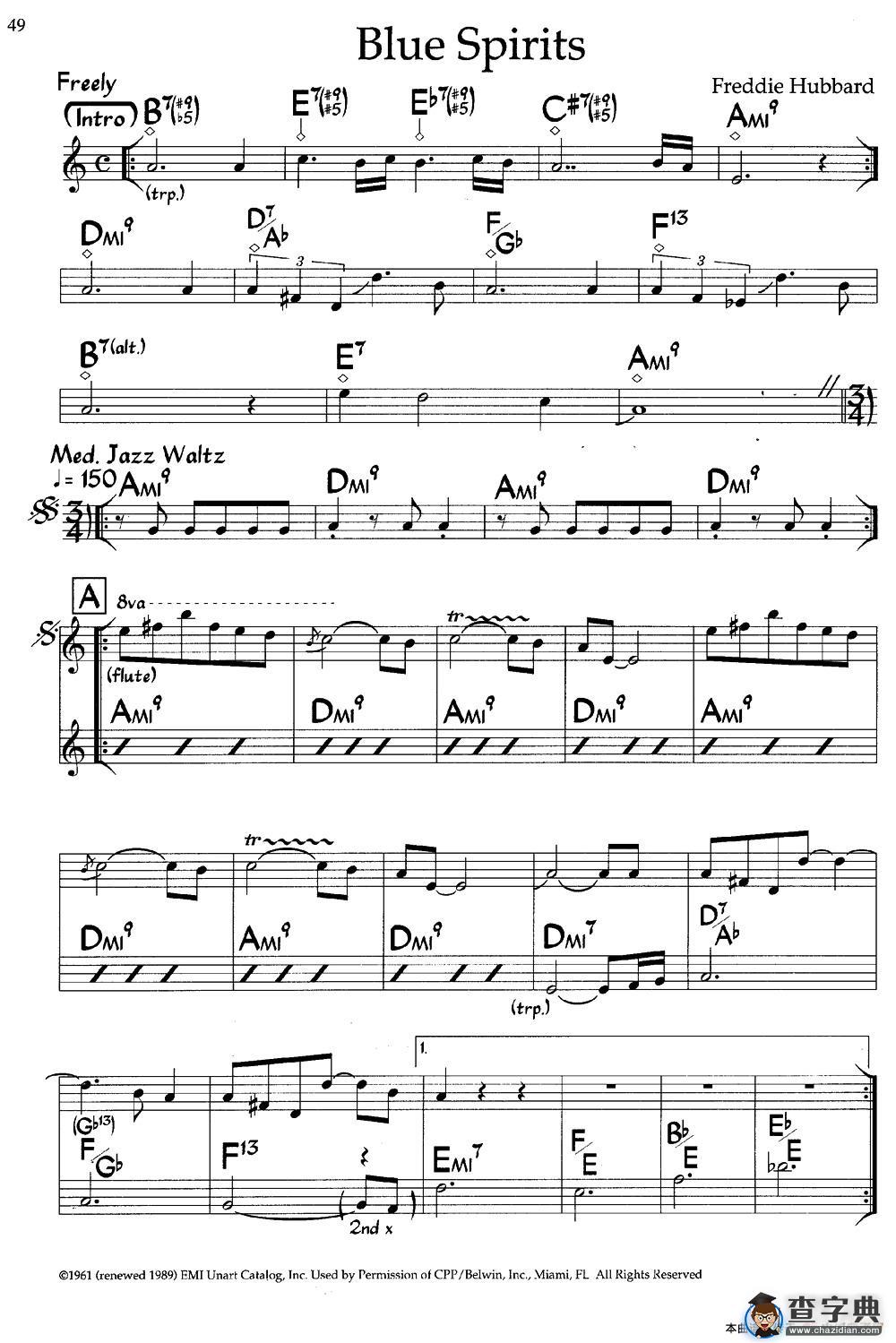 Blue Spirits（爵士钢琴曲）钢琴谱