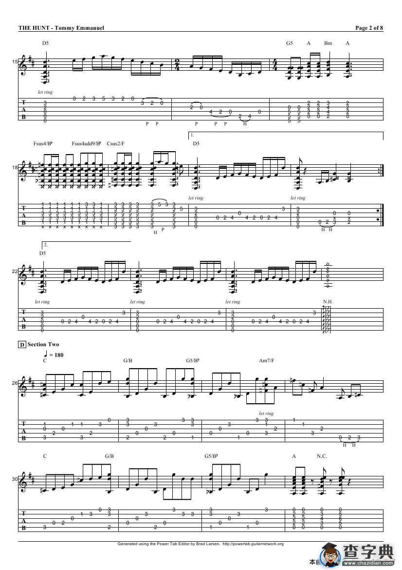 tommy emmanuel：the hunt（指弹吉它）吉他谱