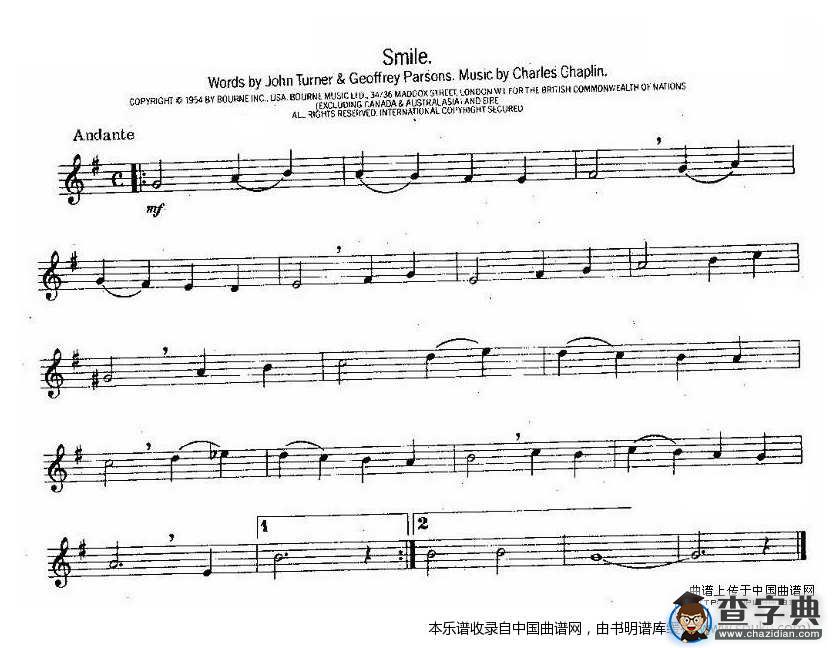 Smile（微笑）萨克斯谱