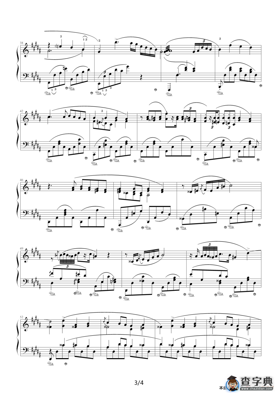 B大调夜曲，Op.32,No.1（肖邦第9号夜曲）钢琴谱