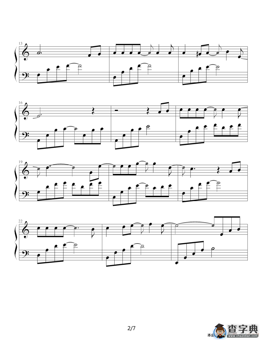 从开始到现在（冬季恋歌主题曲，柔情演奏版）钢琴谱