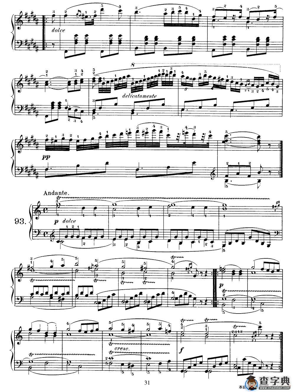 One Hundred and Ten Easy and Progressive Exercises Op.453（车尔尼110首简易练习曲 90——100）钢琴谱