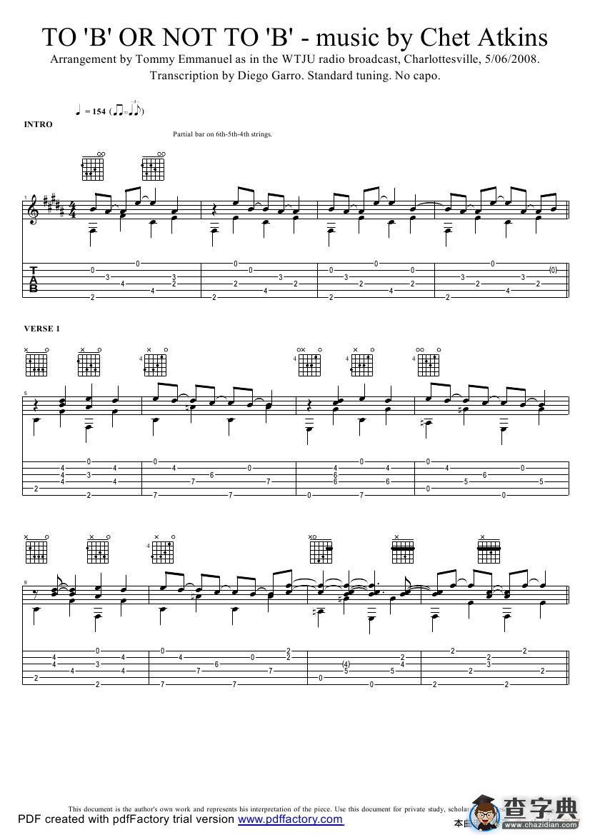tommy emmanuel：to b or not to b wtju broadcast version（指弹吉它）吉他谱