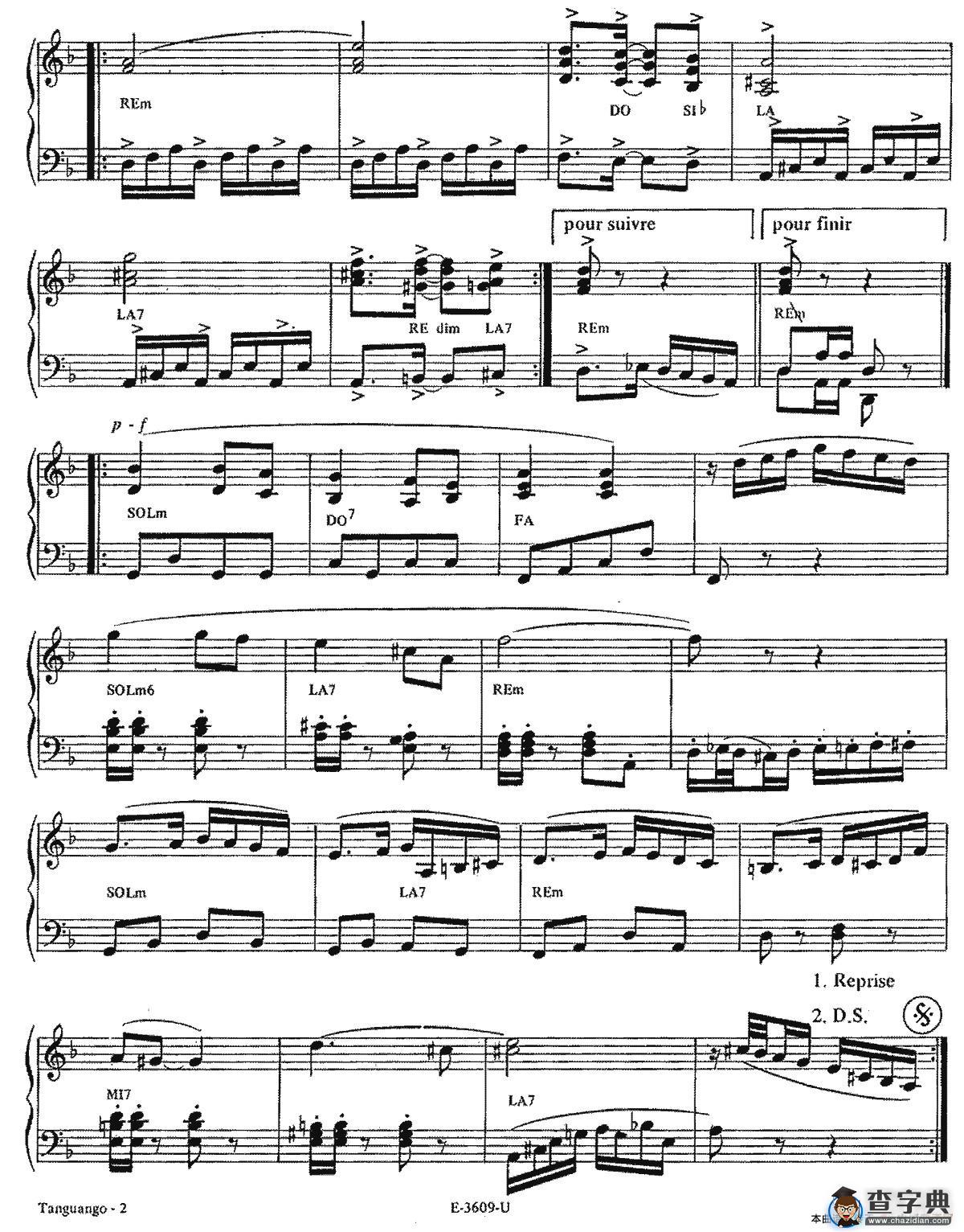 Piazzolla合集：12、Tanguango手风琴谱/简谱