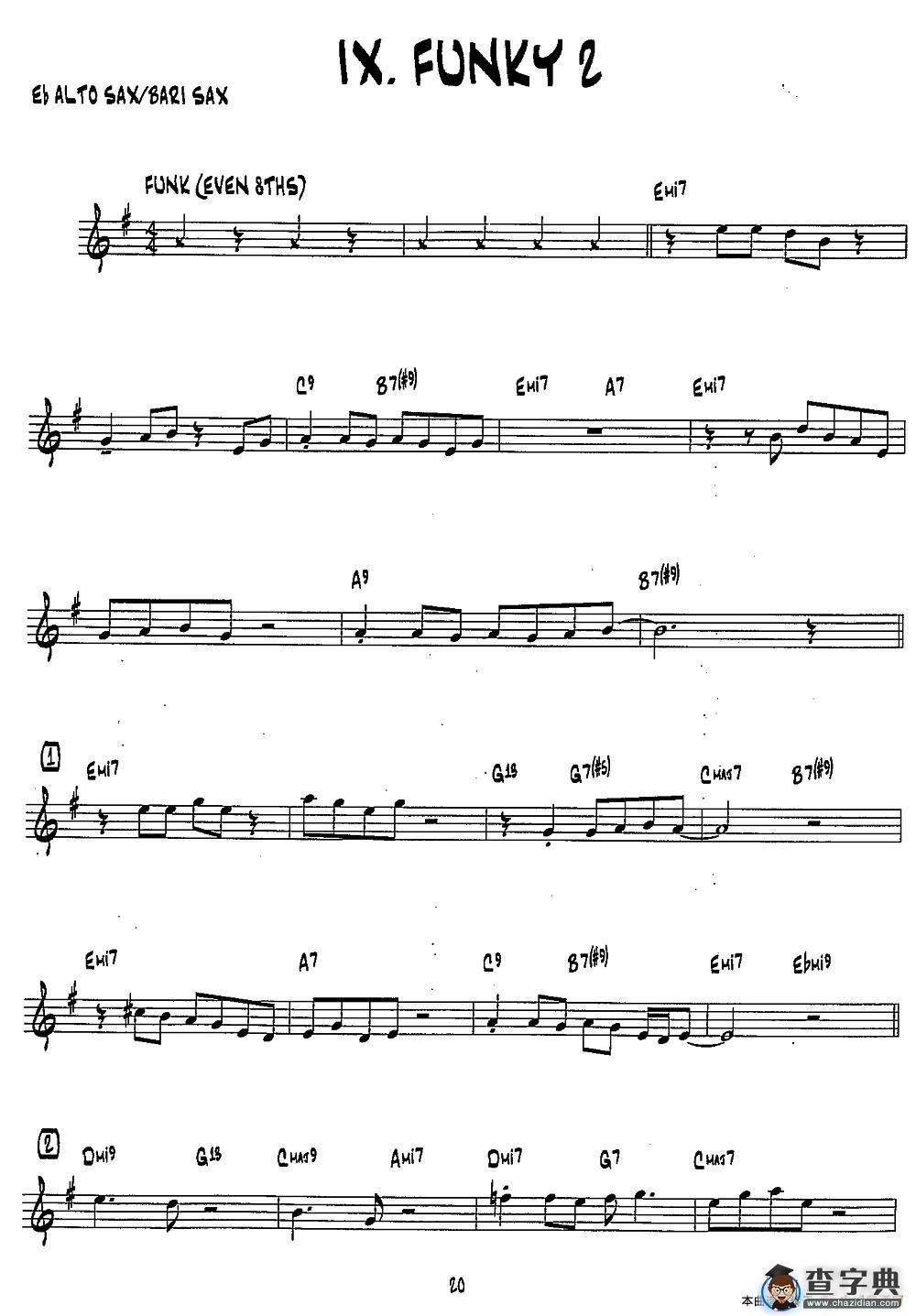 FUNKY2（15首爵士练习曲之9）萨克斯谱