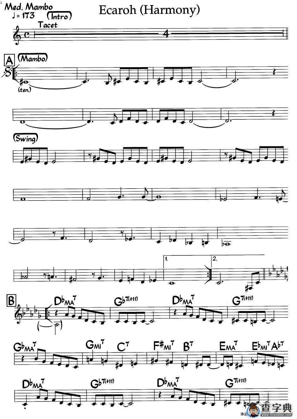 Ecaroh(Harmony)（爵士钢琴曲）钢琴谱