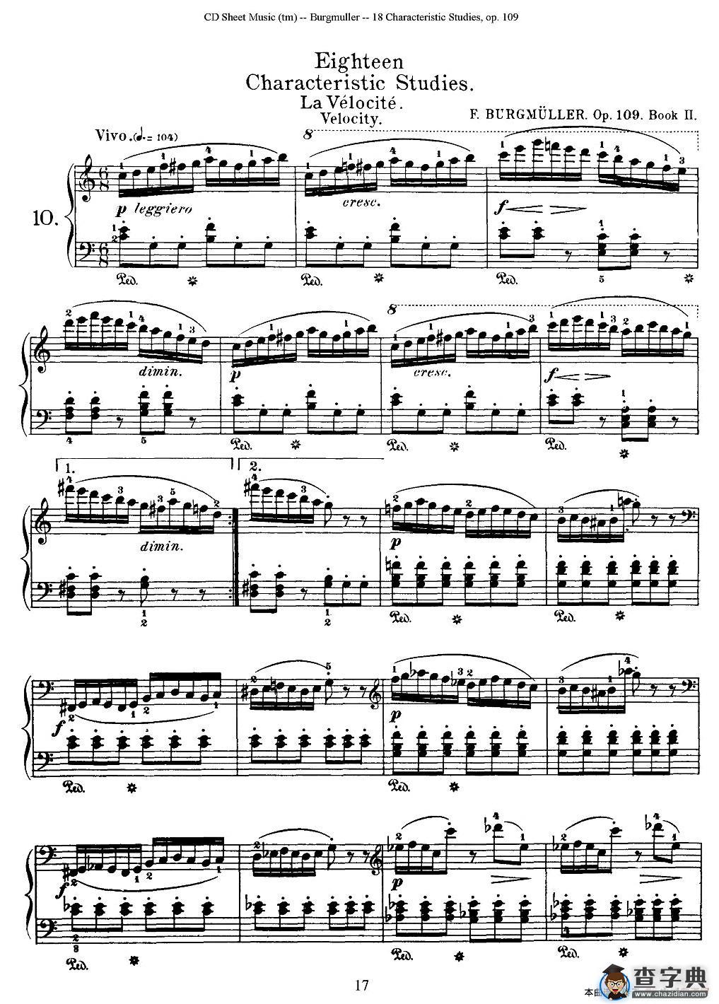 Burgmuller - 18 Characteristic Studies（10）钢琴谱