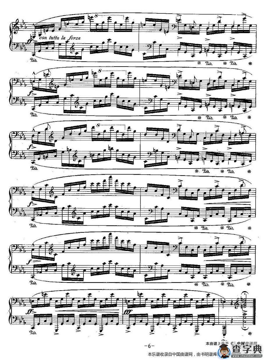 肖邦钢琴练习曲，Op.25之十二钢琴谱