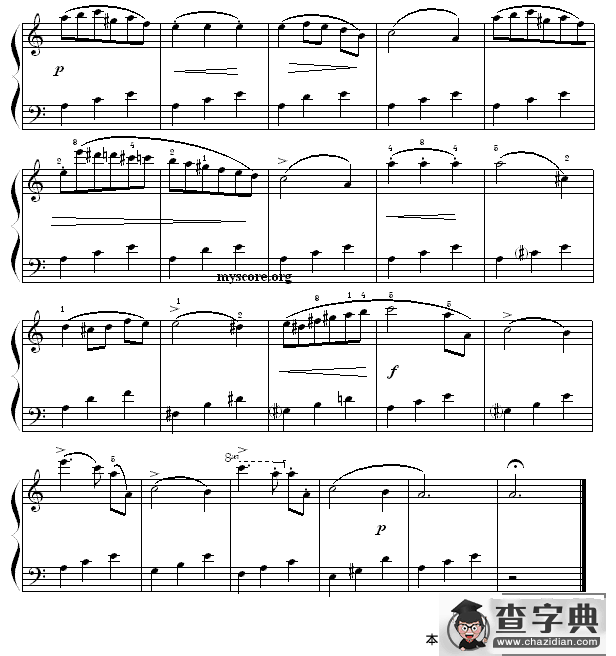 肖邦钢琴小曲：夜曲第一首 钢琴谱