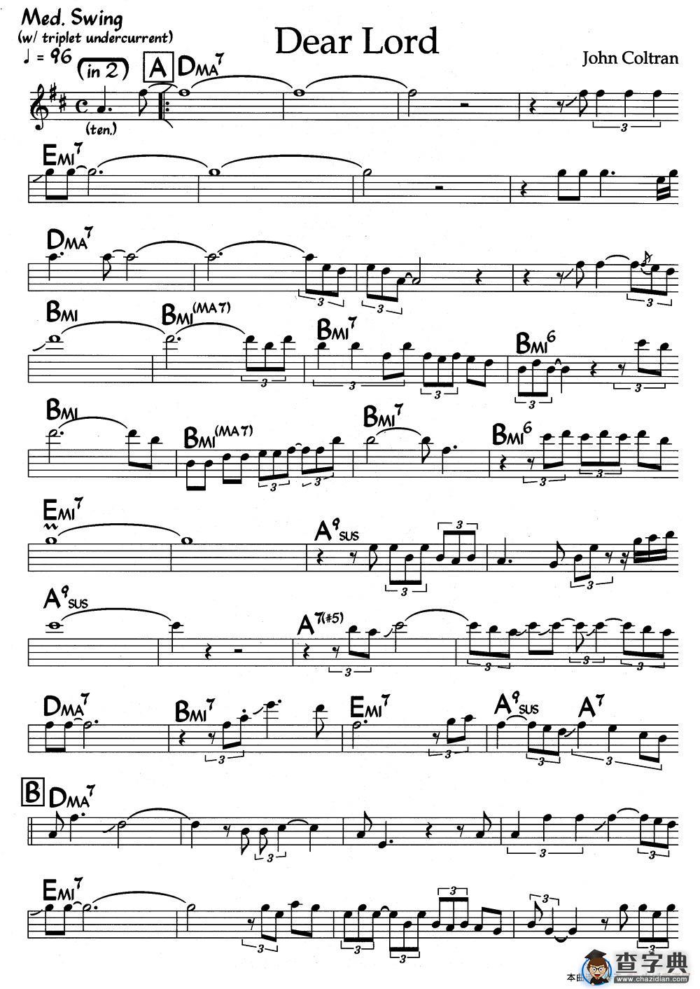 Dear Lord（爵士钢琴曲）钢琴谱