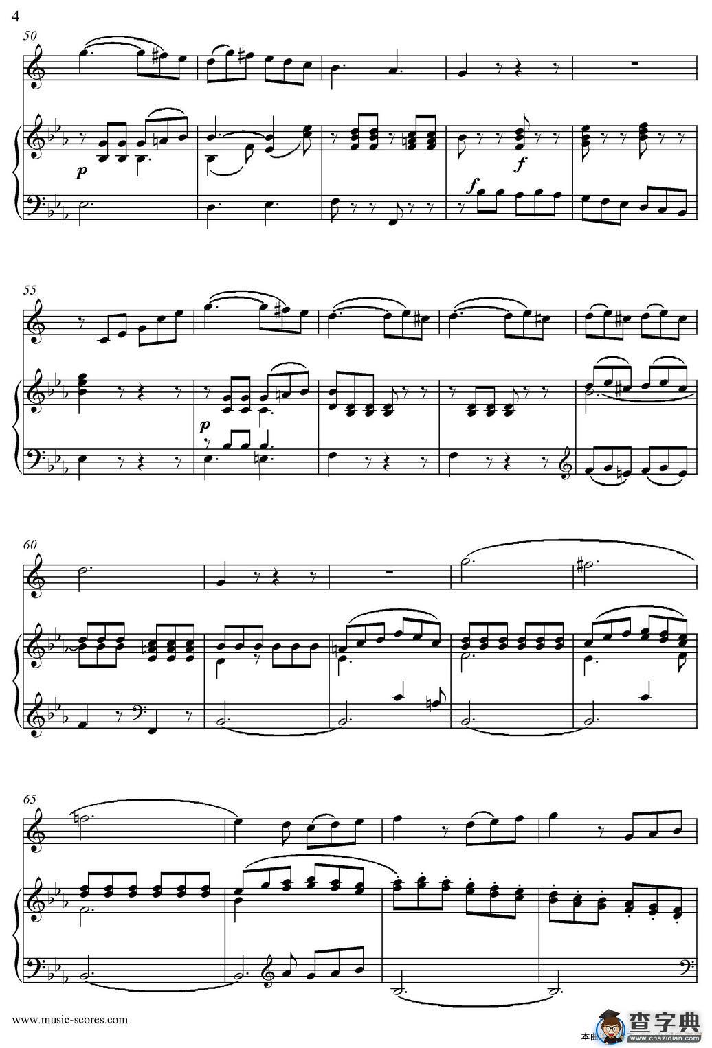 Mozart：Concerto KV495 No.4-3st Rondo 回旋曲（中音萨克斯+钢琴伴奏）萨克斯谱
