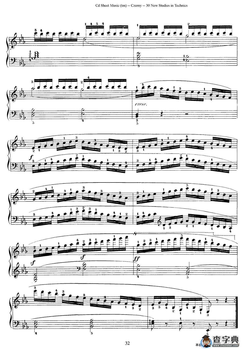 Czerny - 30 New Studies - 18（车尔尼Op849 - 30首练习曲）钢琴谱
