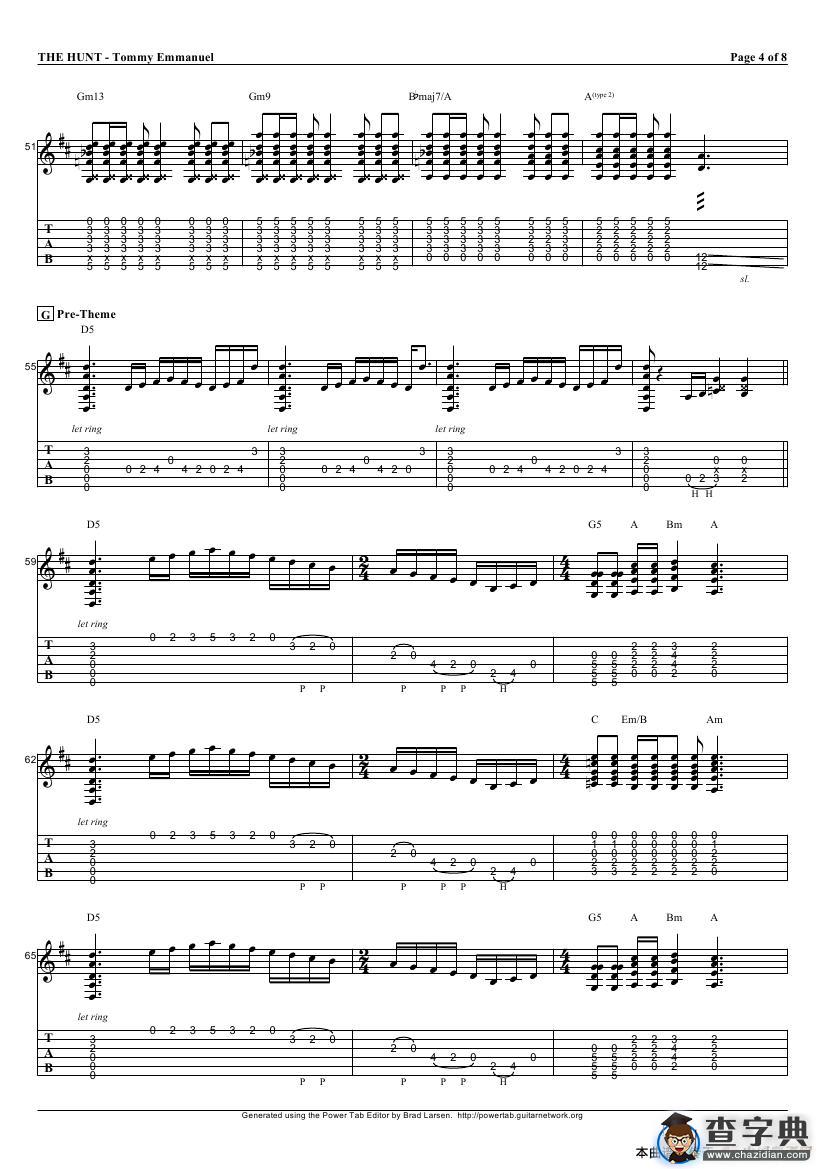tommy emmanuel：the hunt（指弹吉它）吉他谱