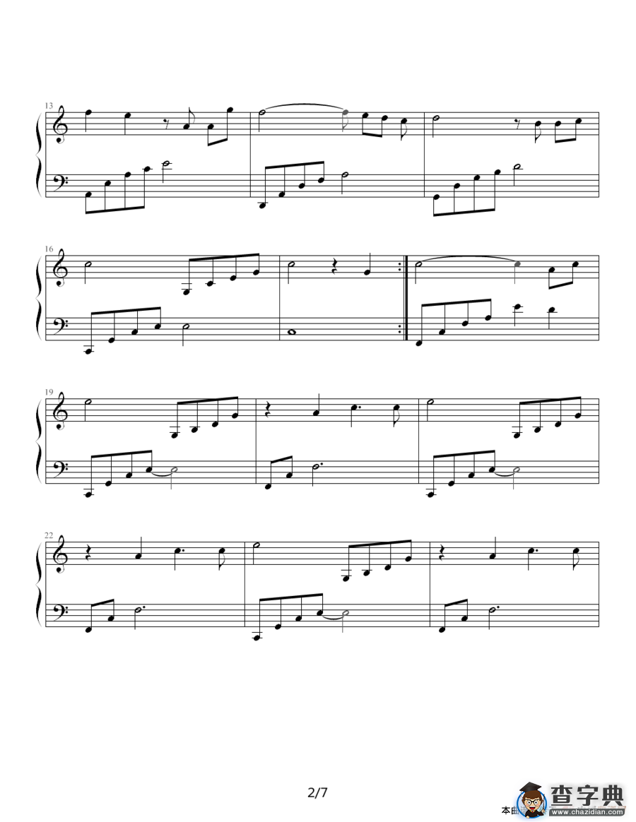 风（《爱情白皮书》插曲）钢琴谱