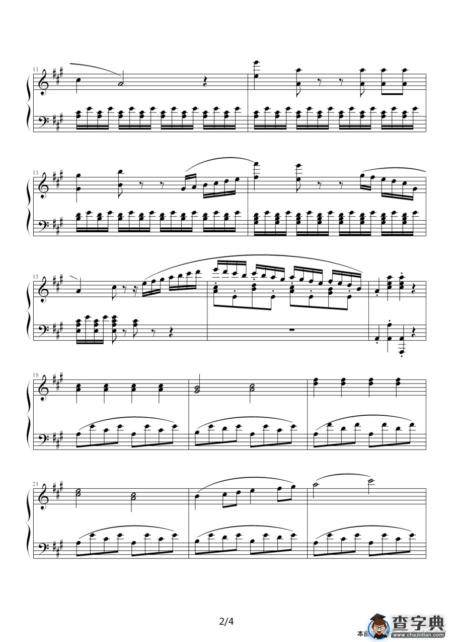 A大调奏鸣曲第一乐章钢琴谱