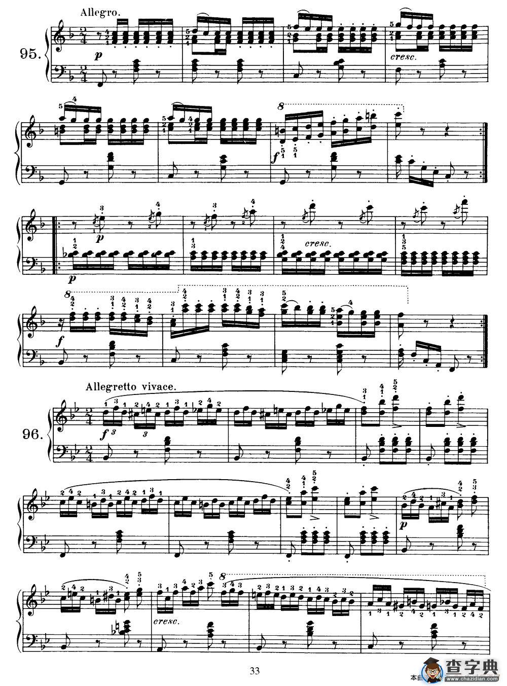 One Hundred and Ten Easy and Progressive Exercises Op.453（车尔尼110首简易练习曲 90——100）钢琴谱