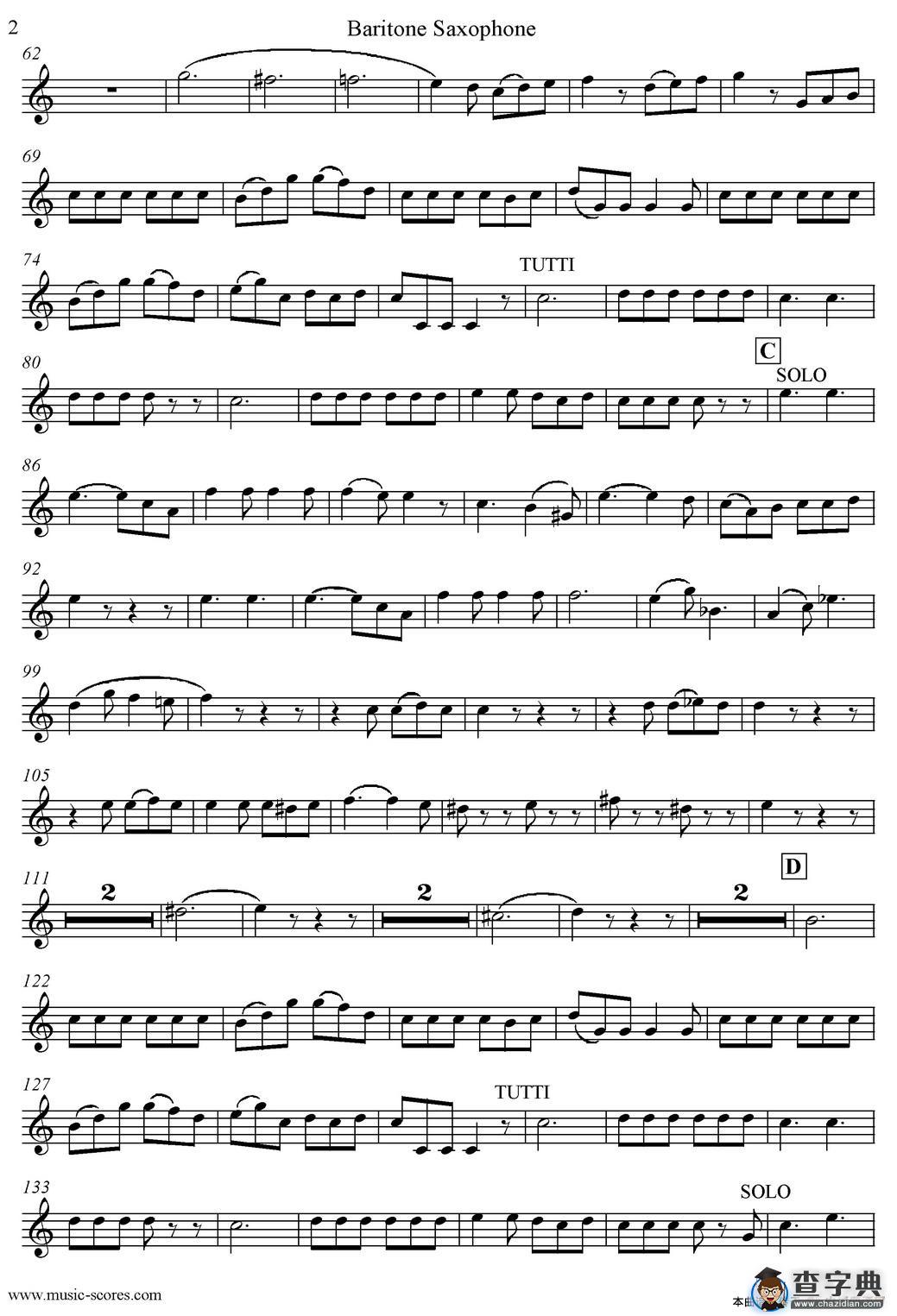 Mozart：Concerto KV495 No.4-3st Rondo 回旋曲（上低音萨克斯）萨克斯谱