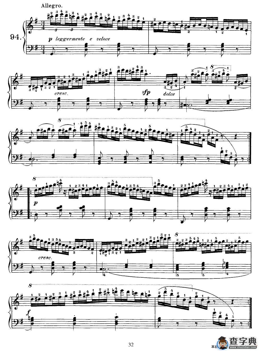 One Hundred and Ten Easy and Progressive Exercises Op.453（车尔尼110首简易练习曲 90——100）钢琴谱