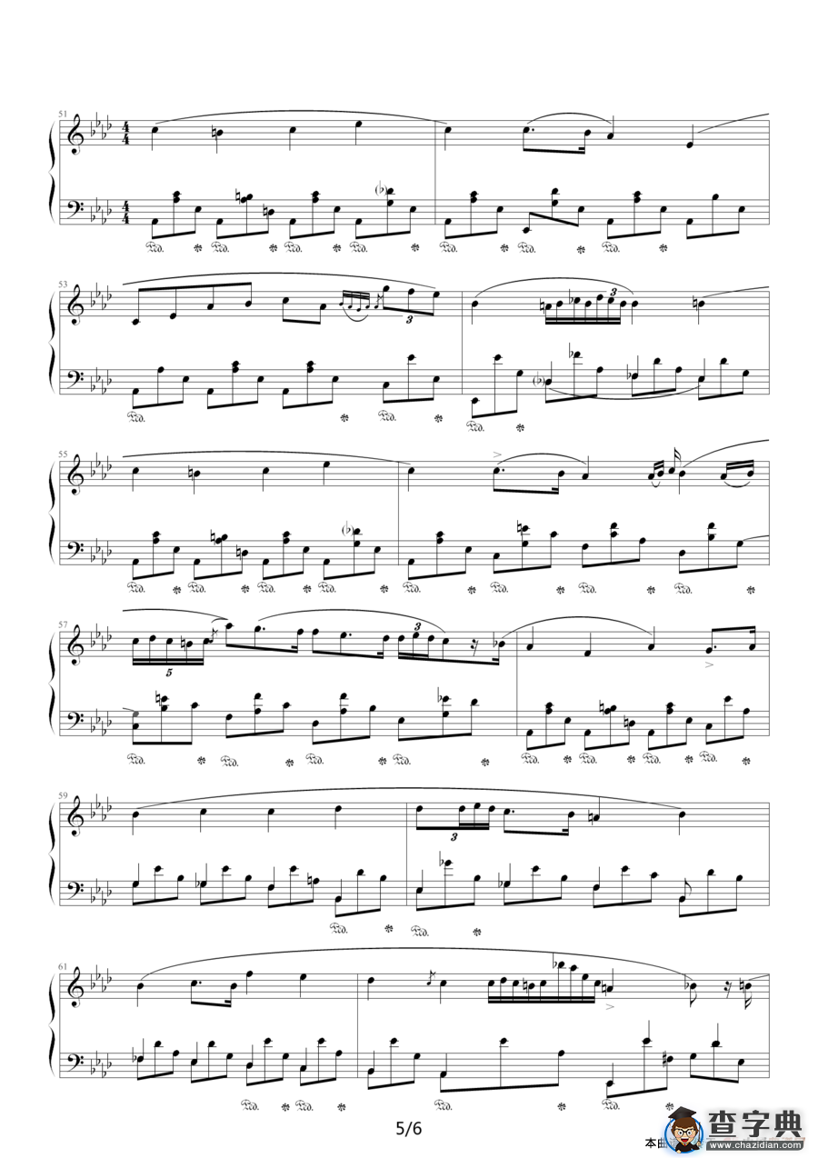 降A大调夜曲，Op.32,No.2（肖邦第10号夜曲）钢琴谱