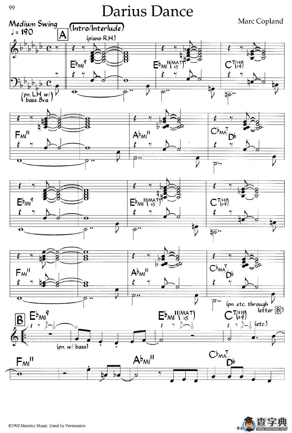 Darius Dance（爵士钢琴曲）钢琴谱