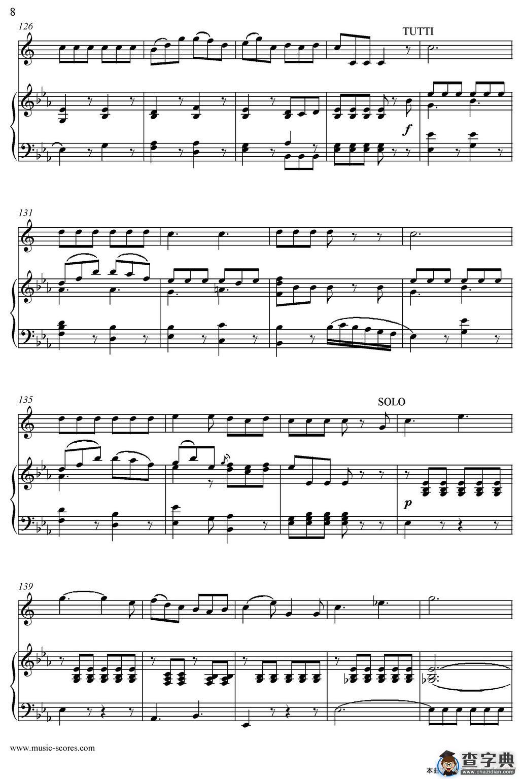 Mozart：Concerto KV495 No.4-3st Rondo 回旋曲（中音萨克斯+钢琴伴奏）萨克斯谱