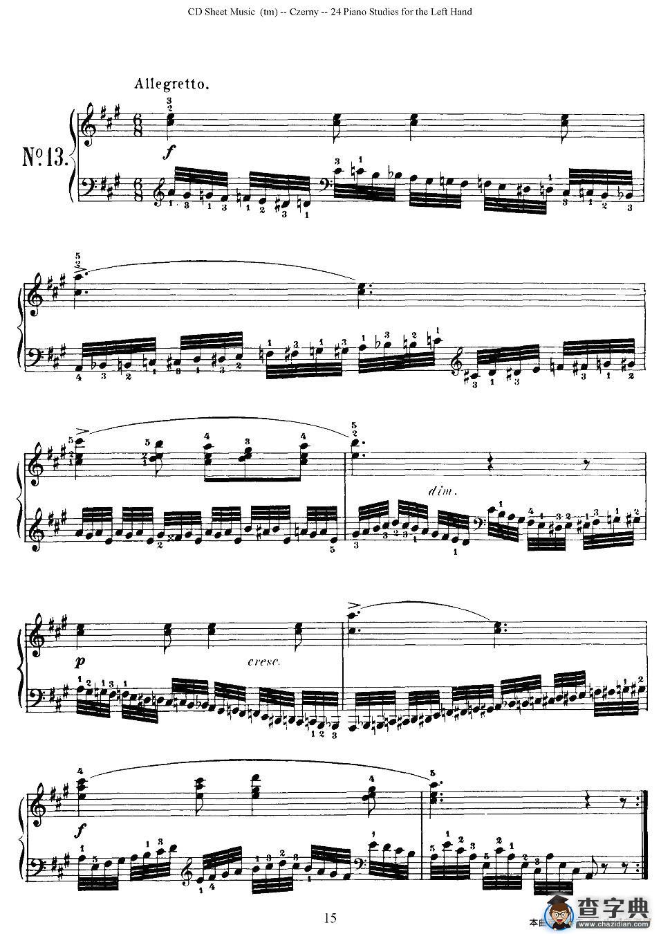 Czerny - 24 Piano Studie（8—16）（车尔尼 - 24首钢琴练习曲）钢琴谱