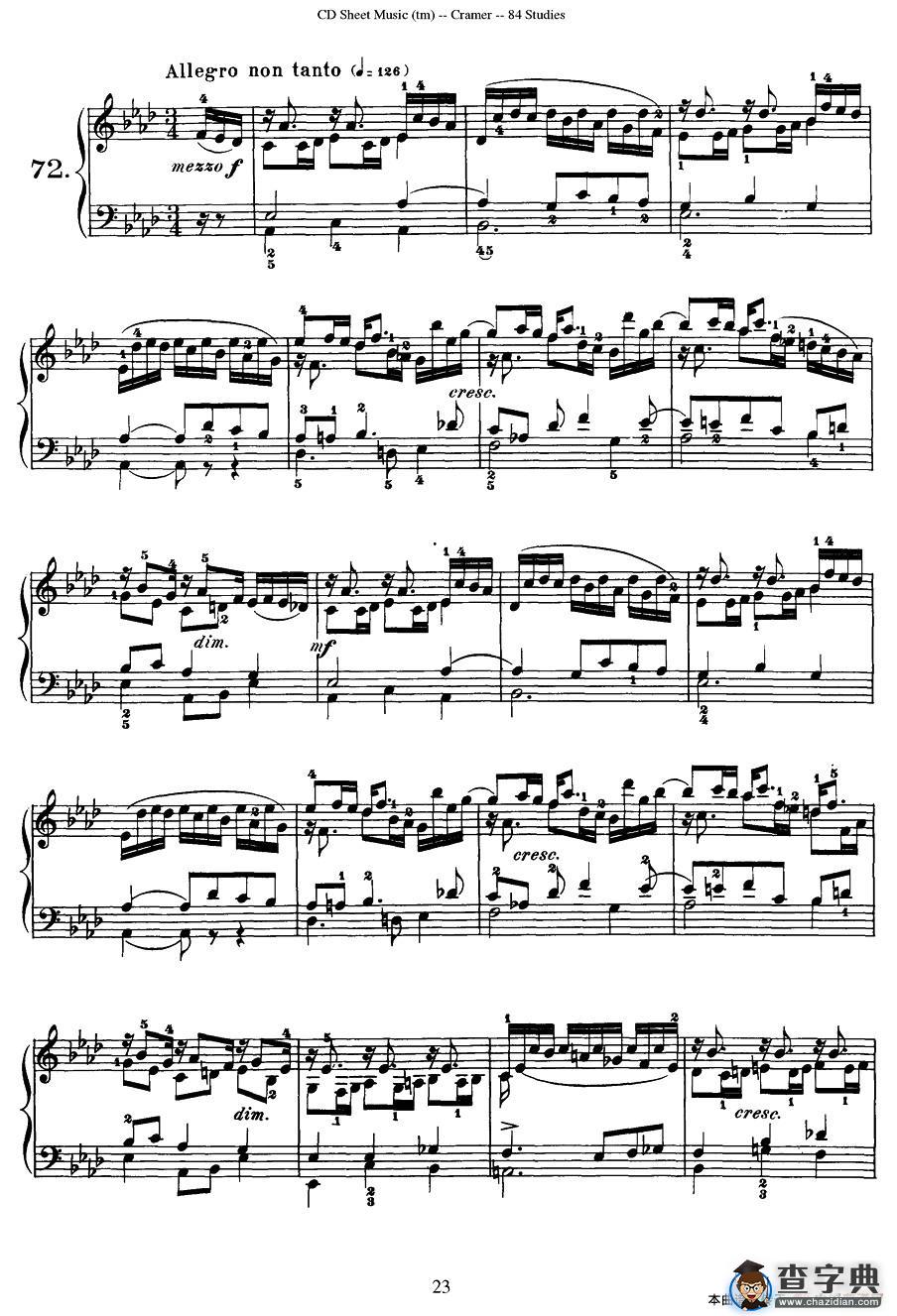 Cramer - 84 exercices（71—75）（克拉莫84首钢琴练习曲）钢琴谱