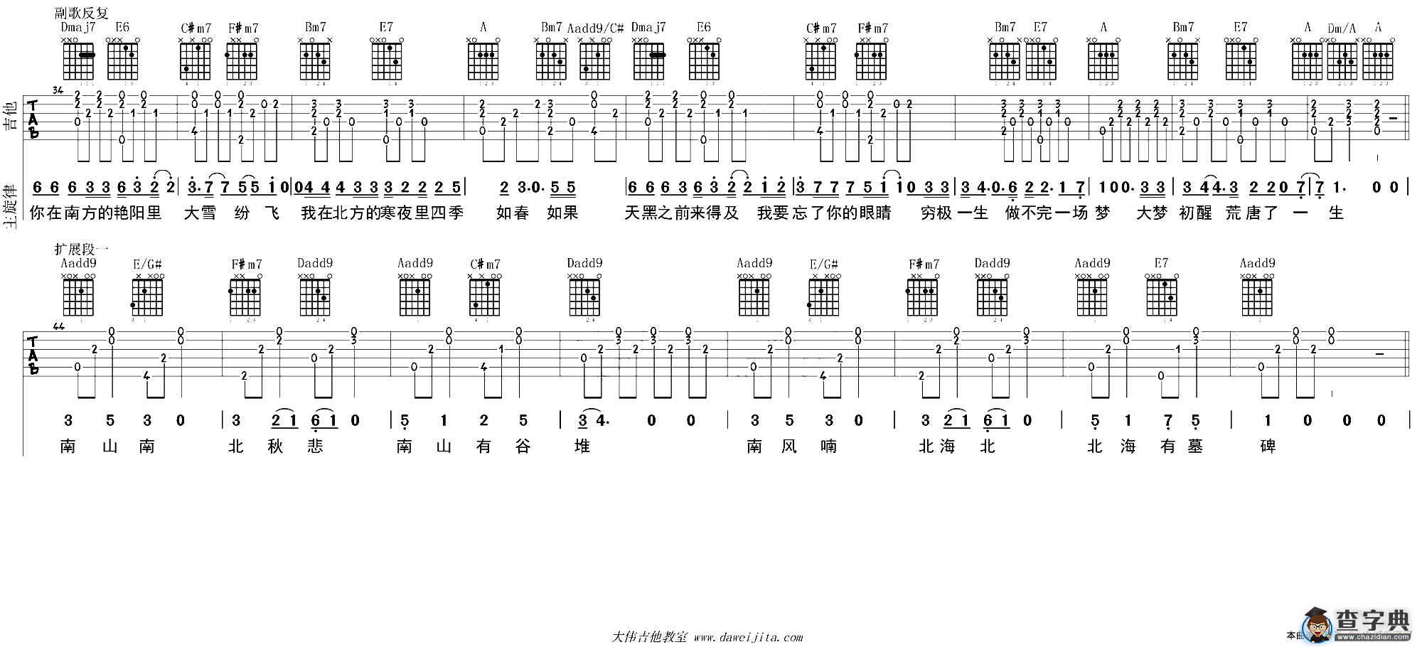南山南吉他谱