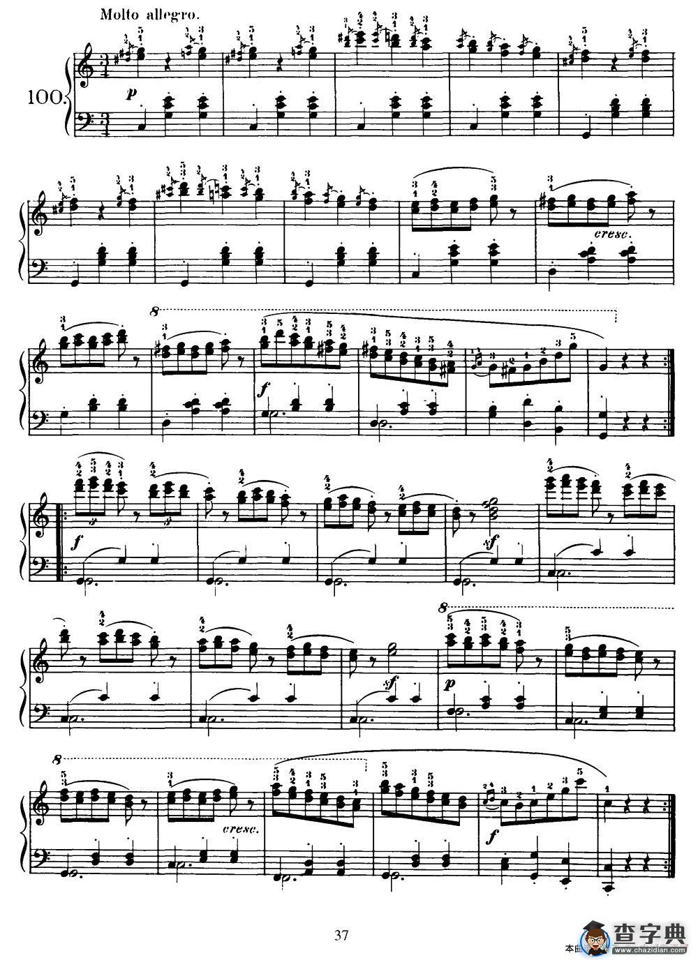 One Hundred and Ten Easy and Progressive Exercises Op.453（车尔尼110首简易练习曲 90——100）钢琴谱