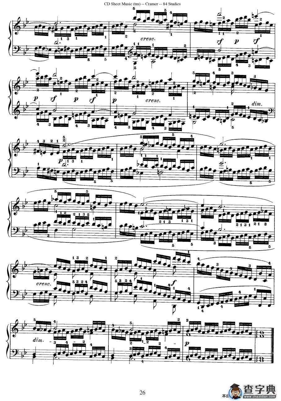 Cramer - 84 exercices（71—75）（克拉莫84首钢琴练习曲）钢琴谱