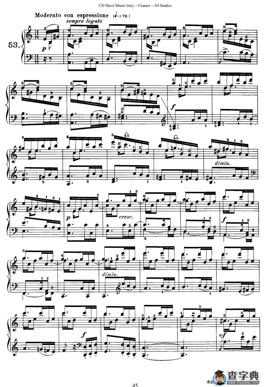Cramer - 84 exercices（51—55）（克拉莫84首钢琴练习曲）钢琴谱