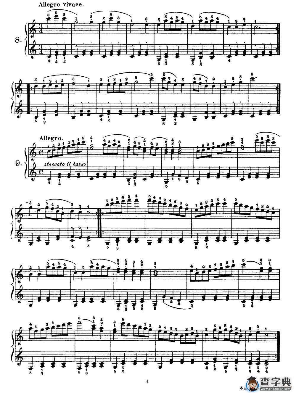 One Hundred and Ten Easy and Progressive Exercises Op.453（车尔尼110首简易练习曲 1——10）钢琴谱