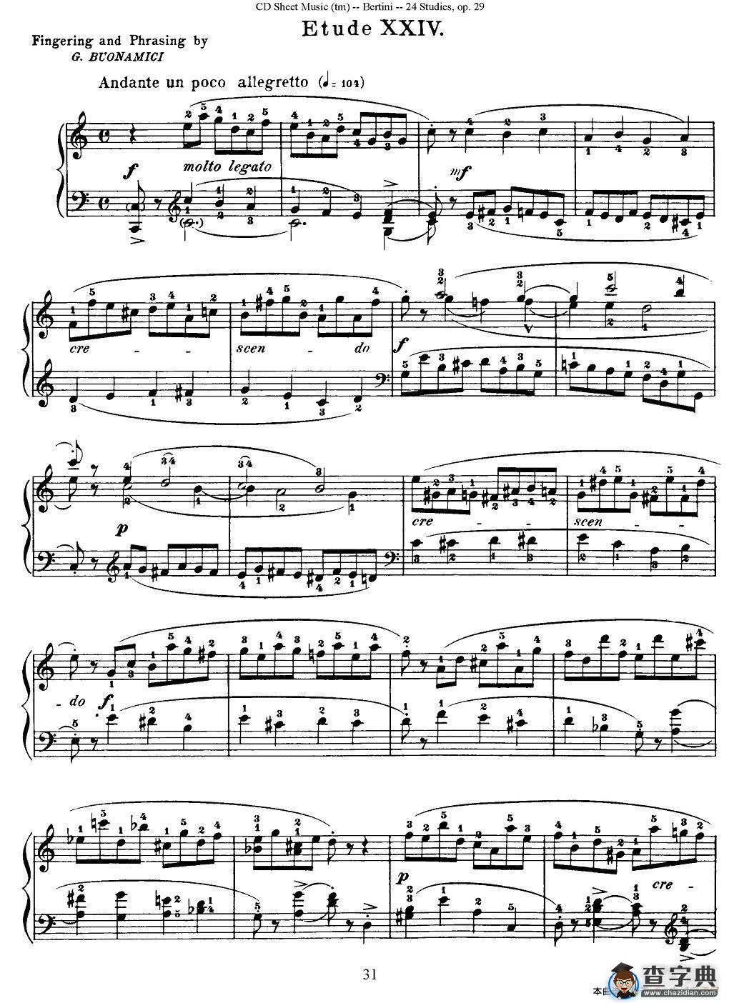 贝伦斯24首钢琴练习曲（21—24）钢琴谱