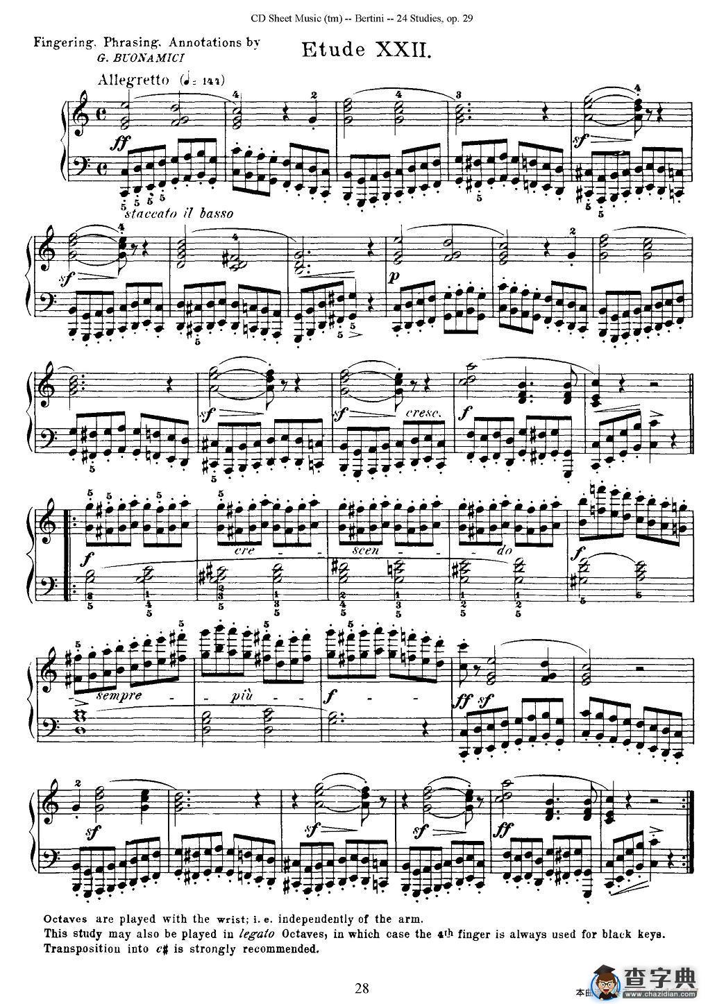 贝伦斯24首钢琴练习曲（21—24）钢琴谱