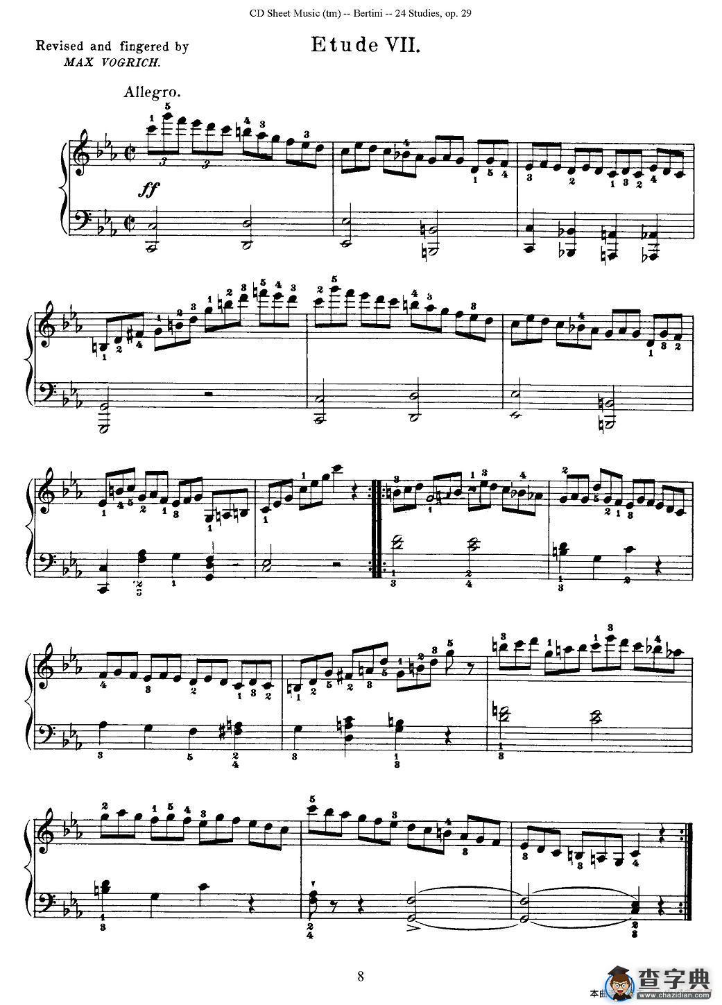 贝伦斯24首钢琴练习曲（6—10）钢琴谱
