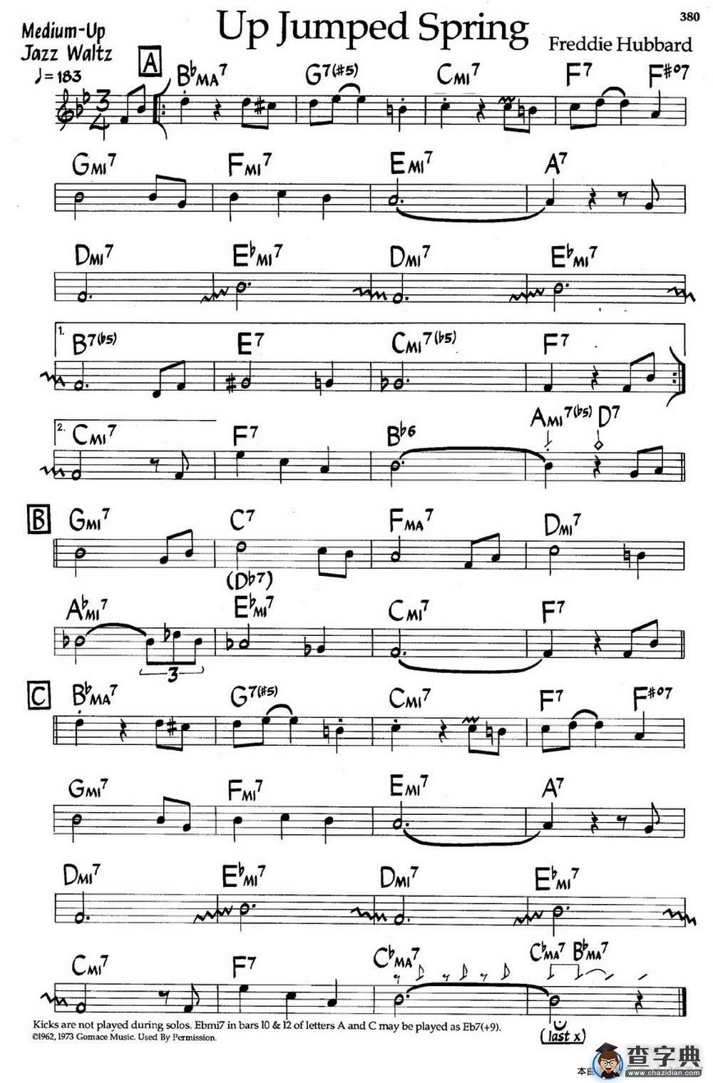 Up Jumped Spring（爵士钢琴曲）钢琴谱