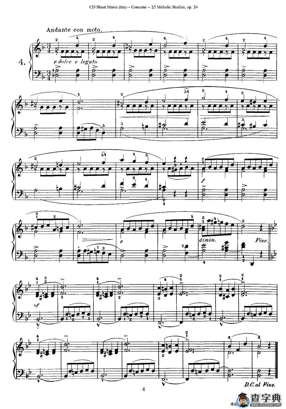 Concone - 25 Melodic Studies easy and progressive（1—5）钢琴谱