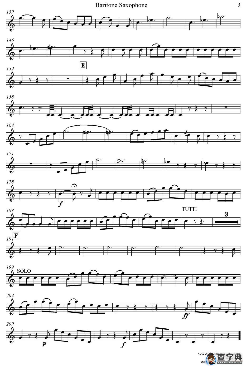 Mozart：Concerto KV495 No.4-3st Rondo 回旋曲（上低音萨克斯）萨克斯谱
