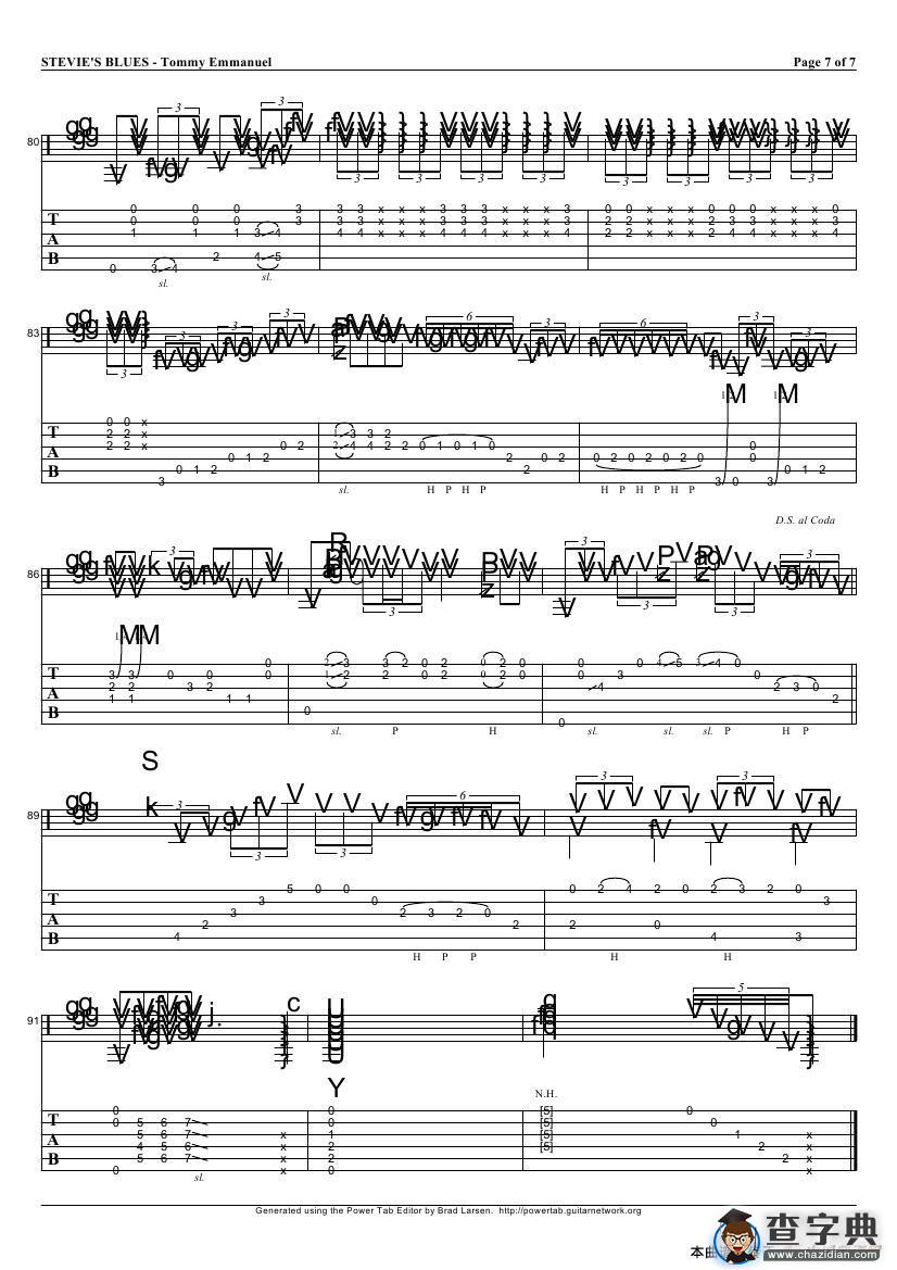 tommy emmanuel：stevies blues（指弹吉它）吉他谱