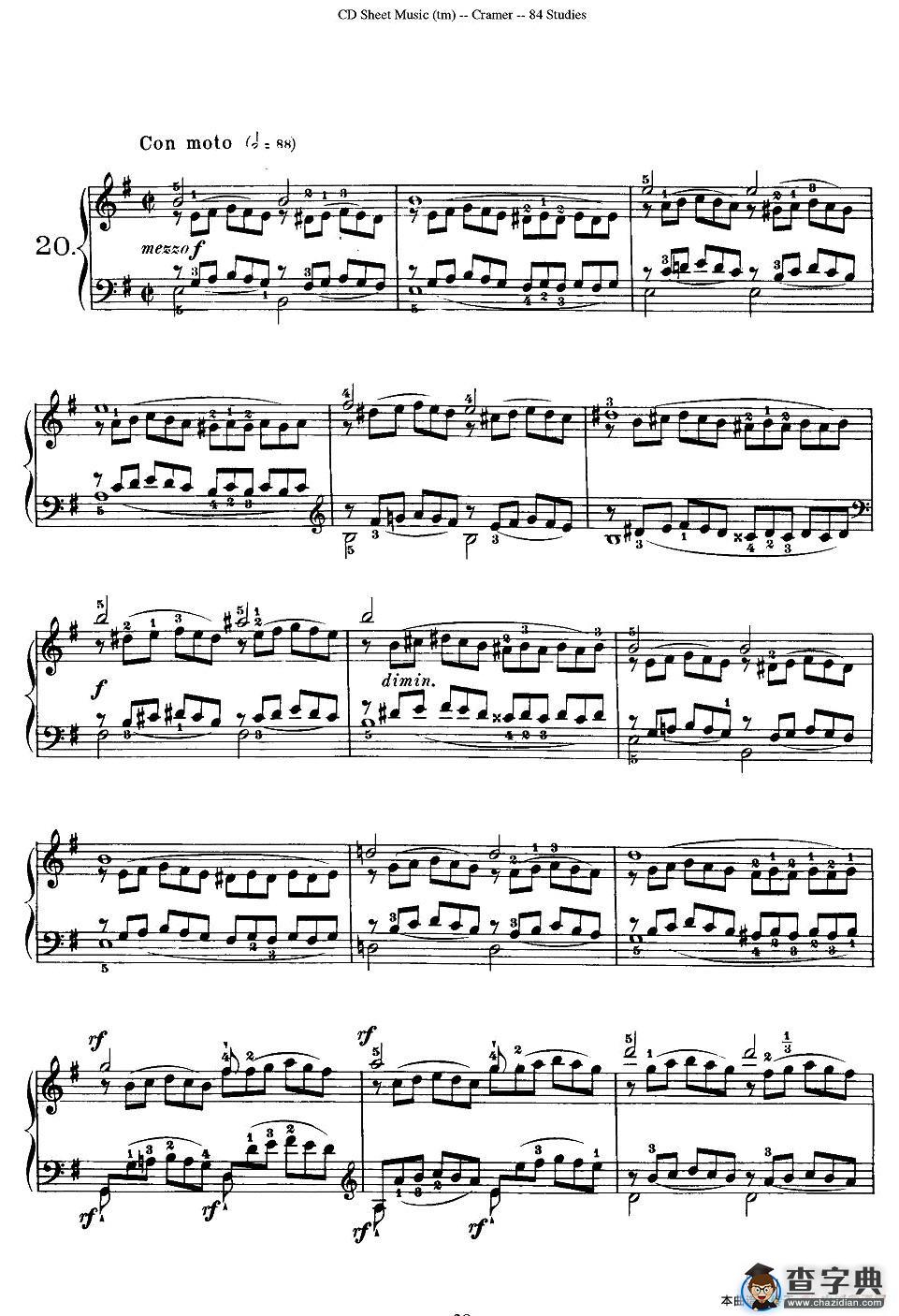 Cramer - 84 exercices（16—20）（克拉莫84首钢琴练习曲）钢琴谱
