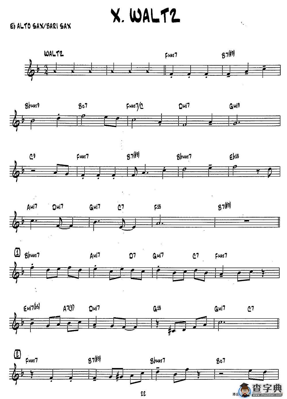 WALTZ（15首爵士练习曲之10）萨克斯谱
