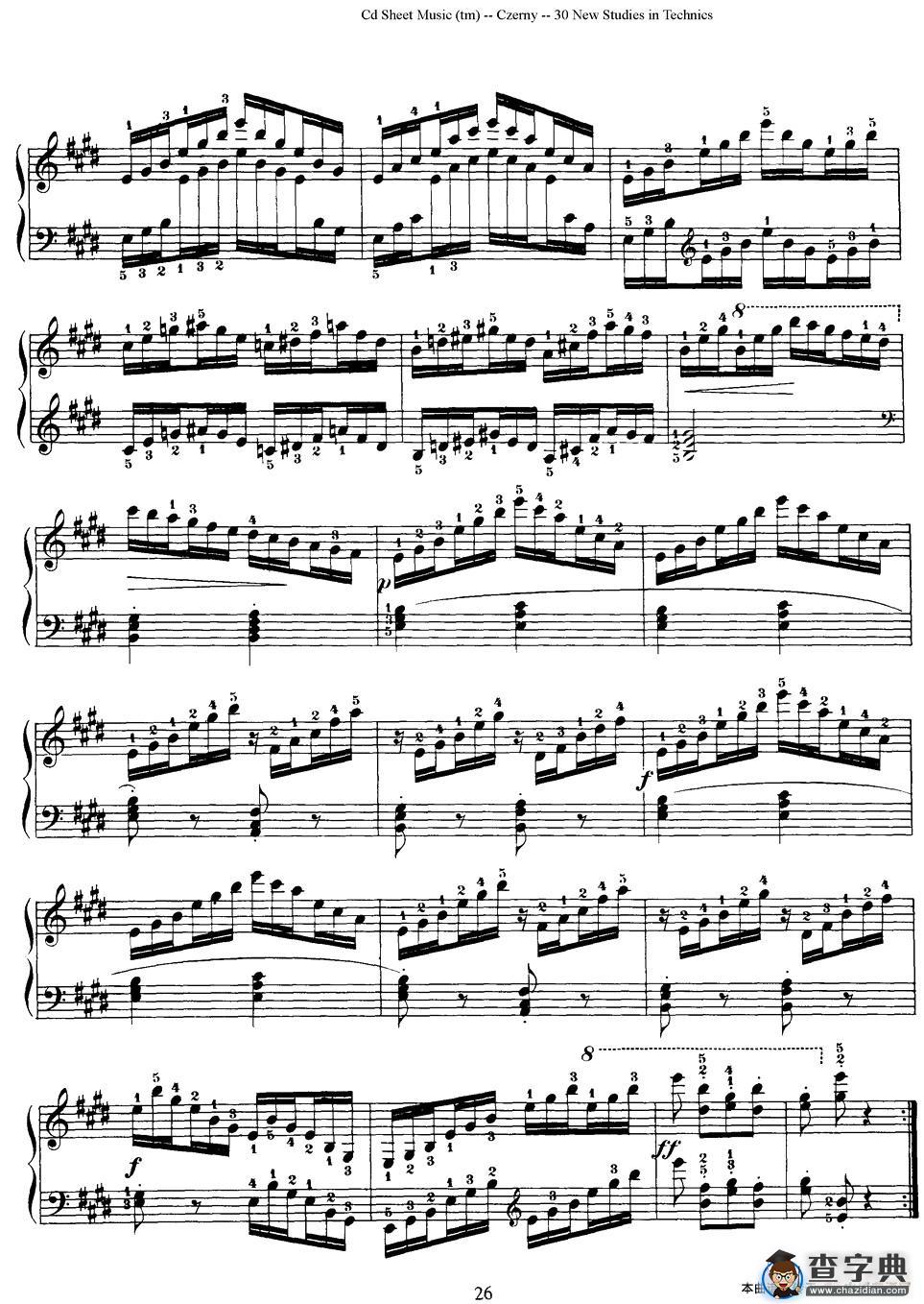 Czerny - 30 New Studies - 15（车尔尼Op849 - 30首练习曲）钢琴谱