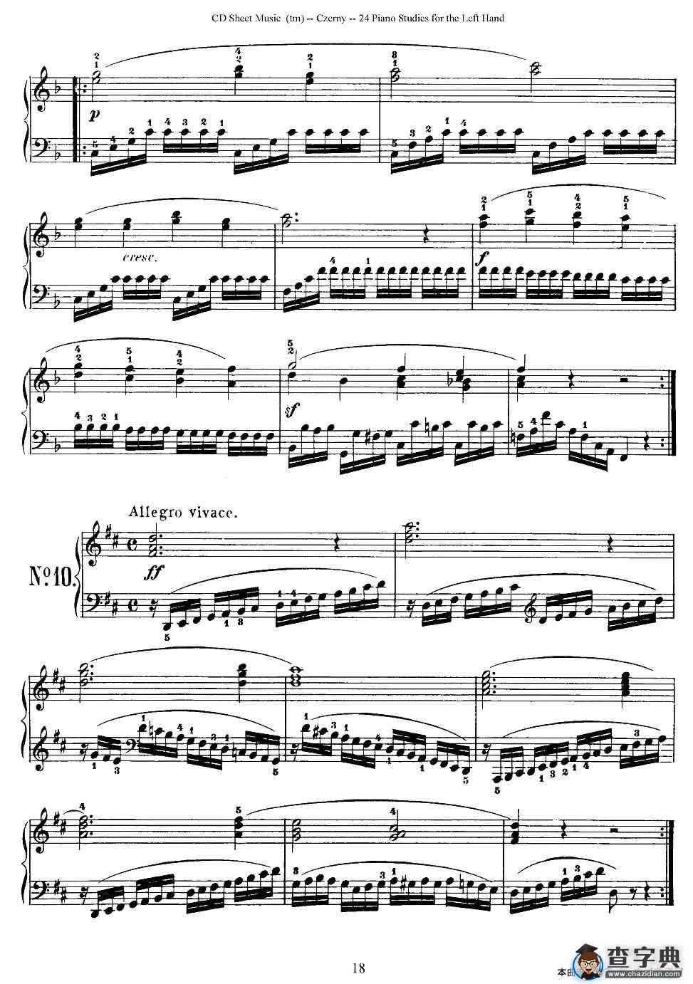 Czerny - 24 Piano Studie（8—16）（车尔尼 - 24首钢琴练习曲）钢琴谱