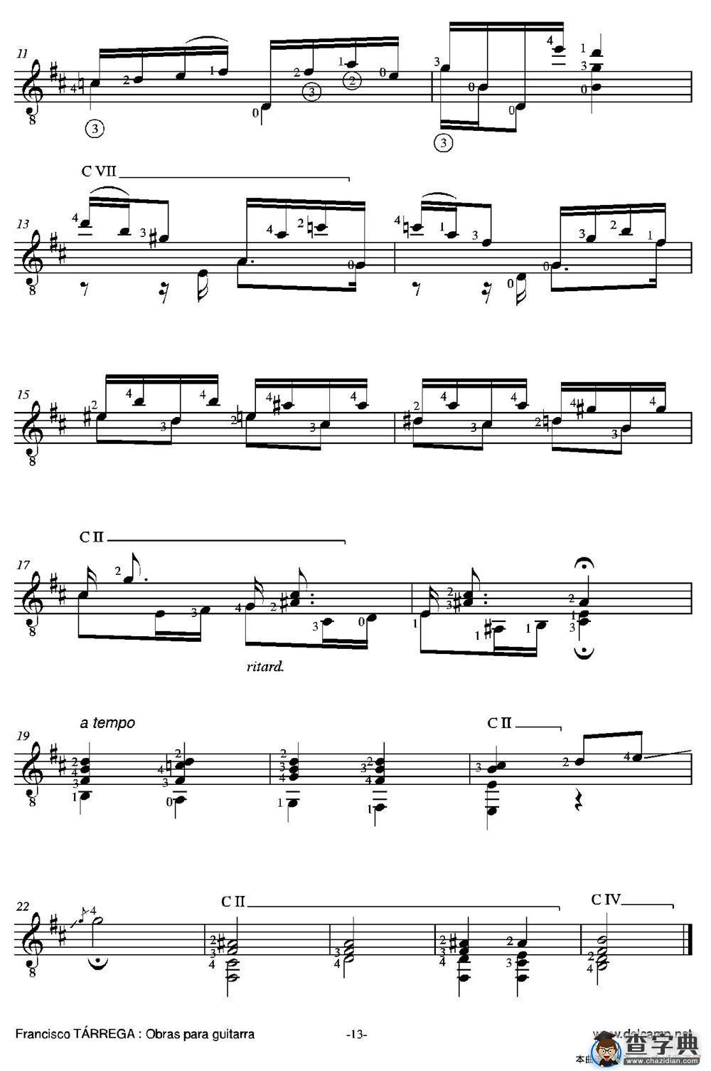 PRELUDIO NUMERO 6（古典吉他）吉他谱