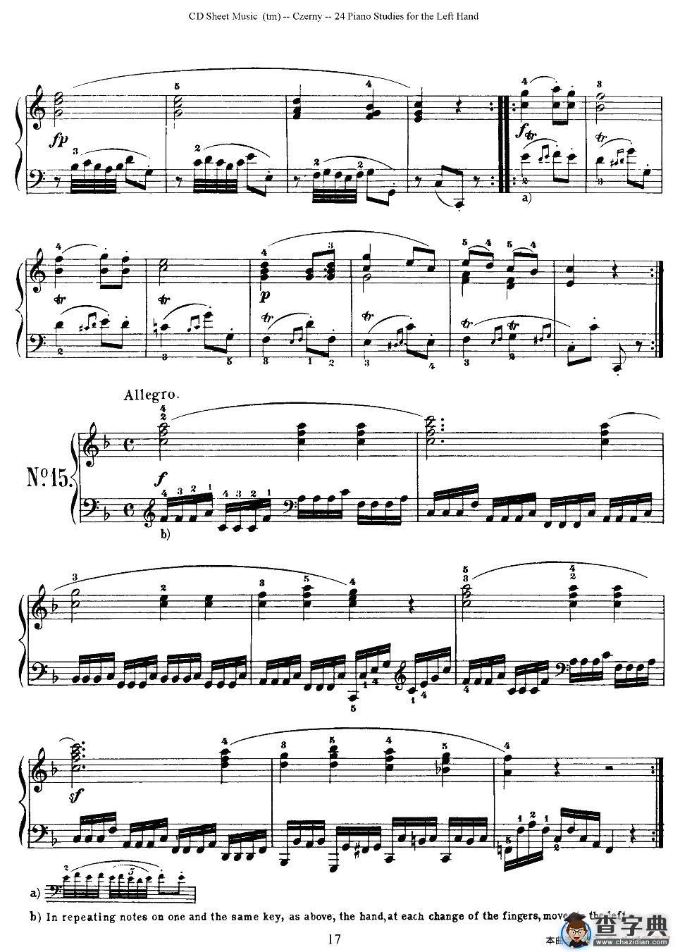Czerny - 24 Piano Studie（8—16）（车尔尼 - 24首钢琴练习曲）钢琴谱