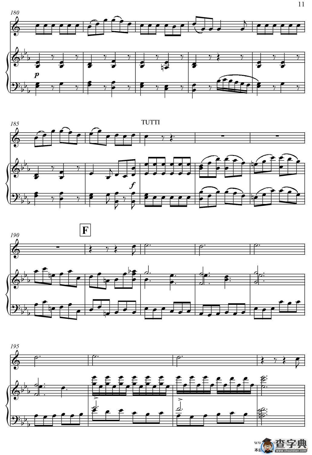 Mozart：Concerto KV495 No.4-3st Rondo 回旋曲（中音萨克斯+钢琴伴奏）萨克斯谱