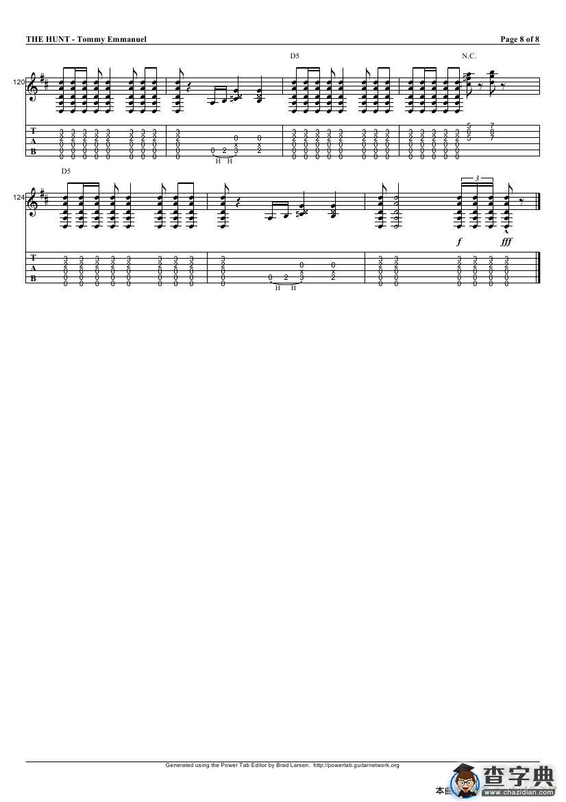tommy emmanuel：the hunt（指弹吉它）吉他谱