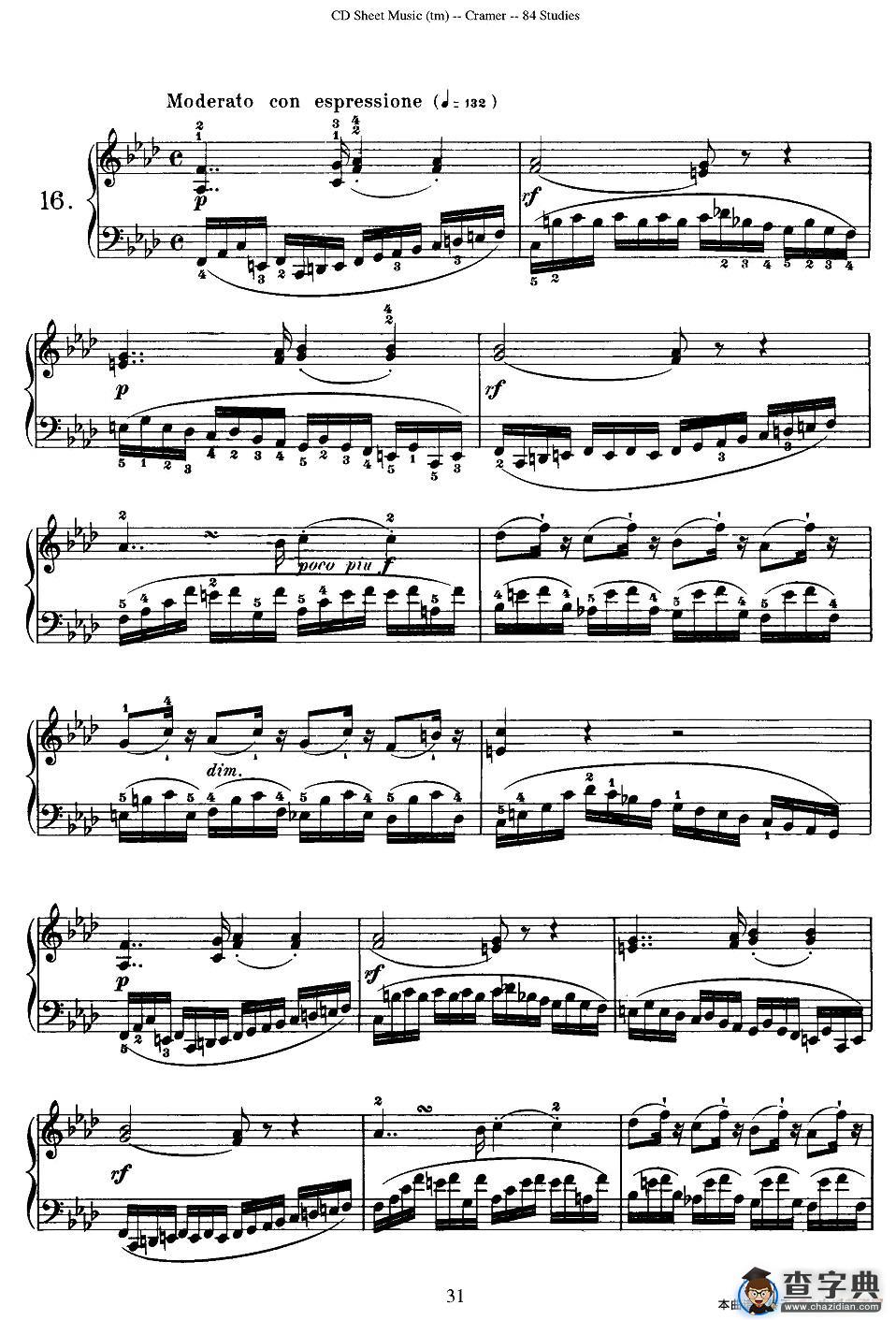 Cramer - 84 exercices（16—20）（克拉莫84首钢琴练习曲）钢琴谱