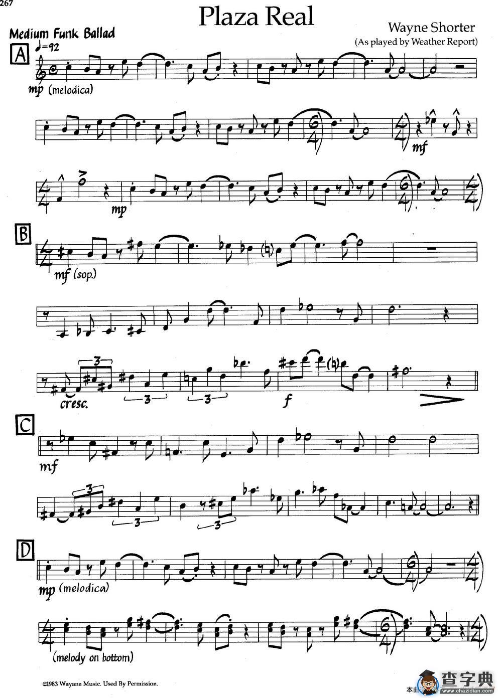 Plaza Real（爵士钢琴曲）钢琴谱