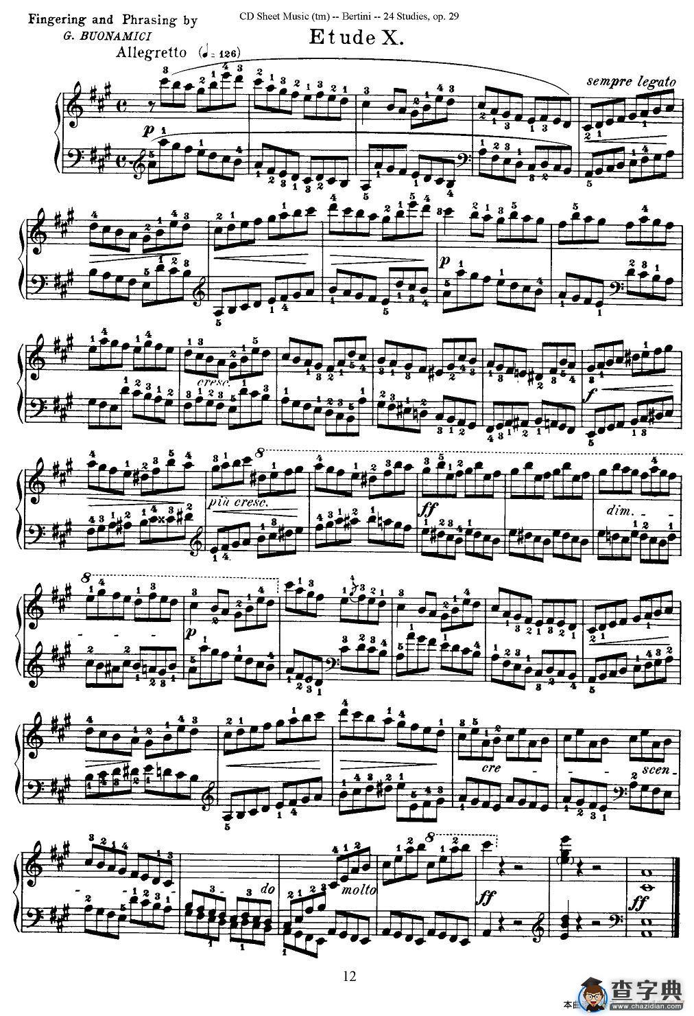 贝伦斯24首钢琴练习曲（6—10）钢琴谱